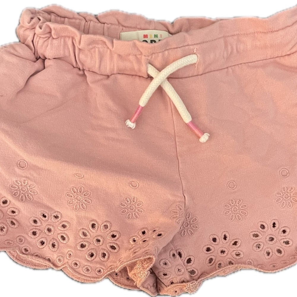 Mini Boden High Waist Pink Eyelet Shorts